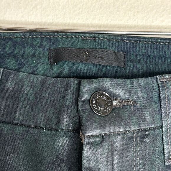 7 For All Mankind High-Waist Ankle Skinny Coated Green Python jeans SZ 28 NWOT - Picture 6 of 14